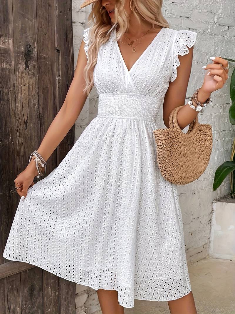 Amalia - Geripptes Sommerkleid mit Volants
