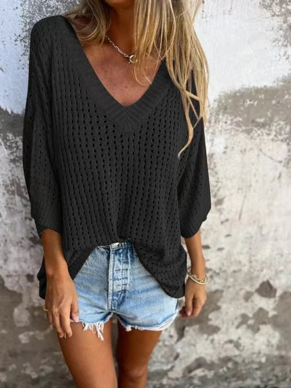 Camille - Damenoberteil mit V-Ausschnitt und Cut-Outs