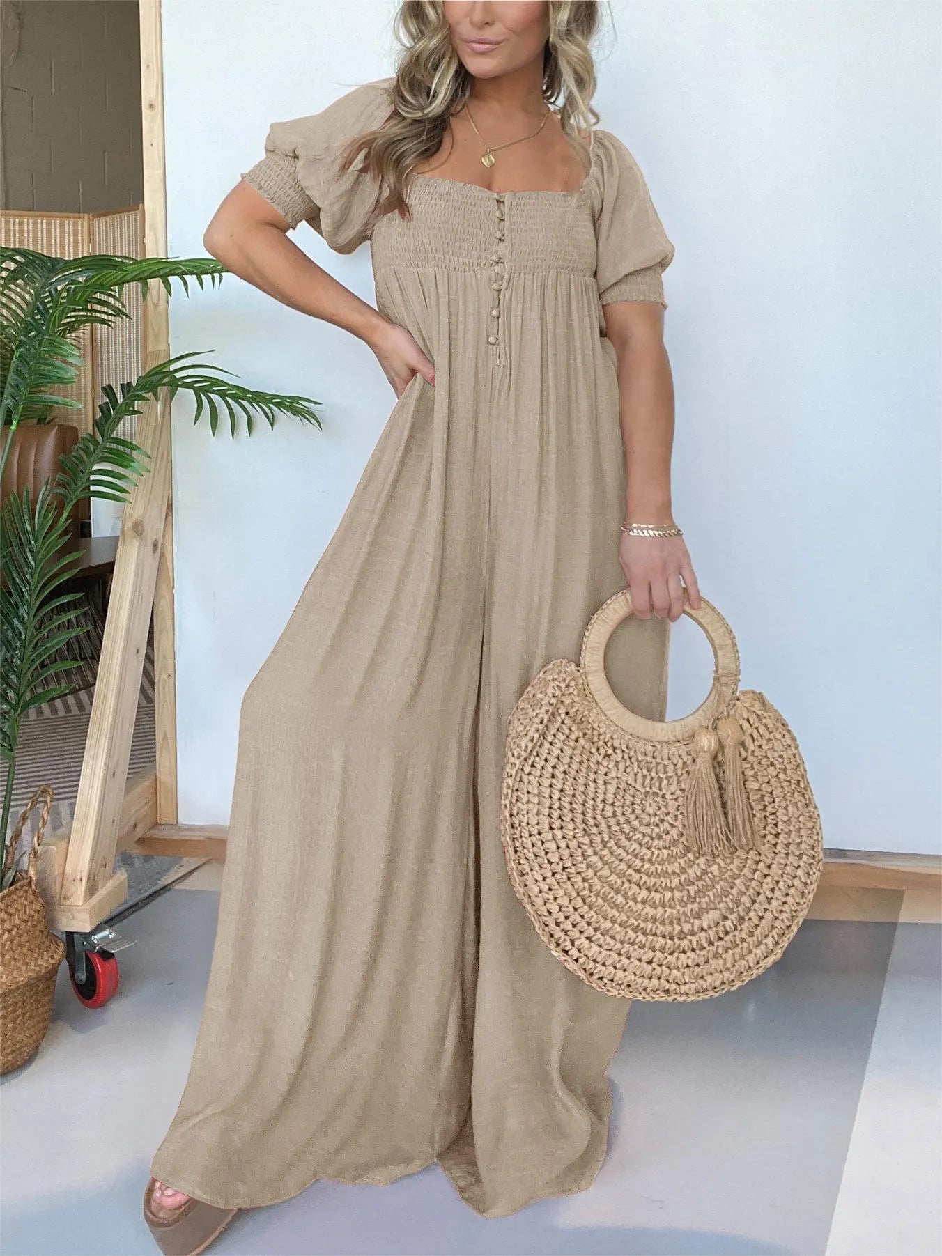 Jasmin - Weiblicher Jumpsuit mit Knöpfen für Damen