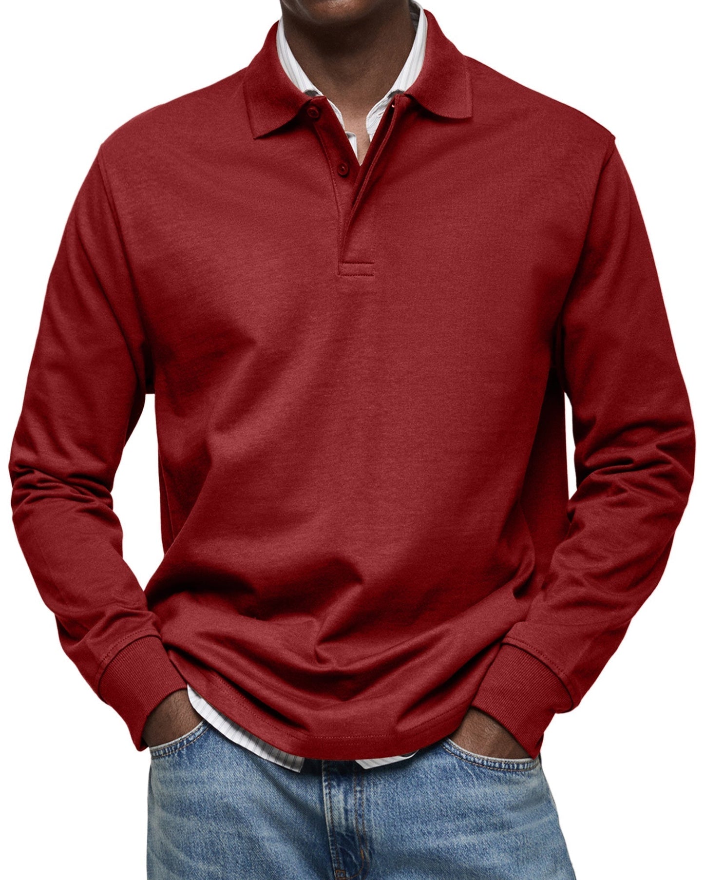 Dewey - Einfaches Herren-Langarm-Poloshirt
