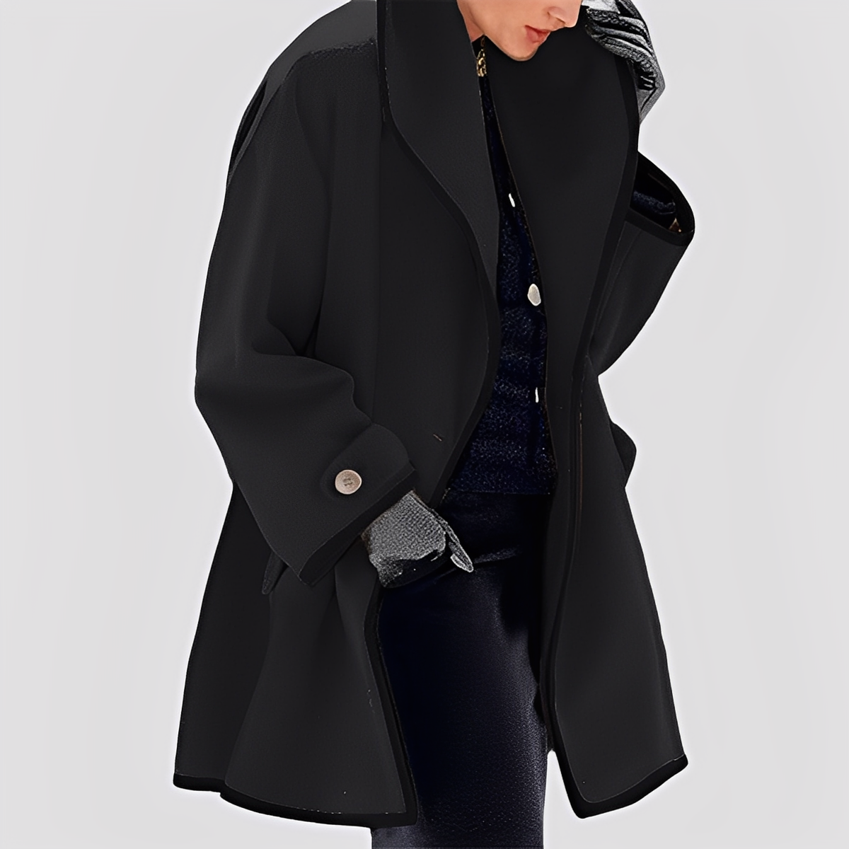 Abigale - Elegant wool trench coat with hood for women