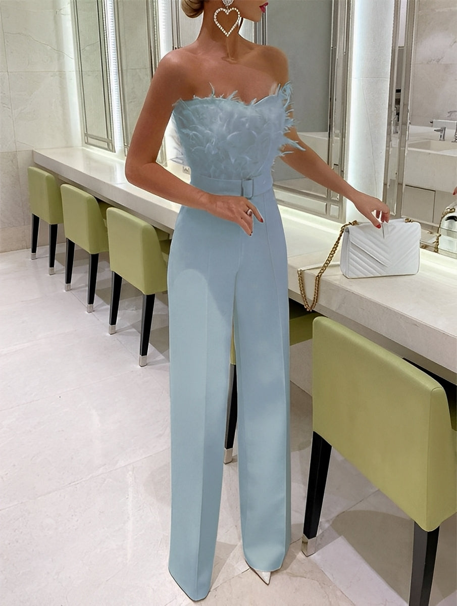 Rachelle - Schicker Damen-Overall mit Federn am Oberteil