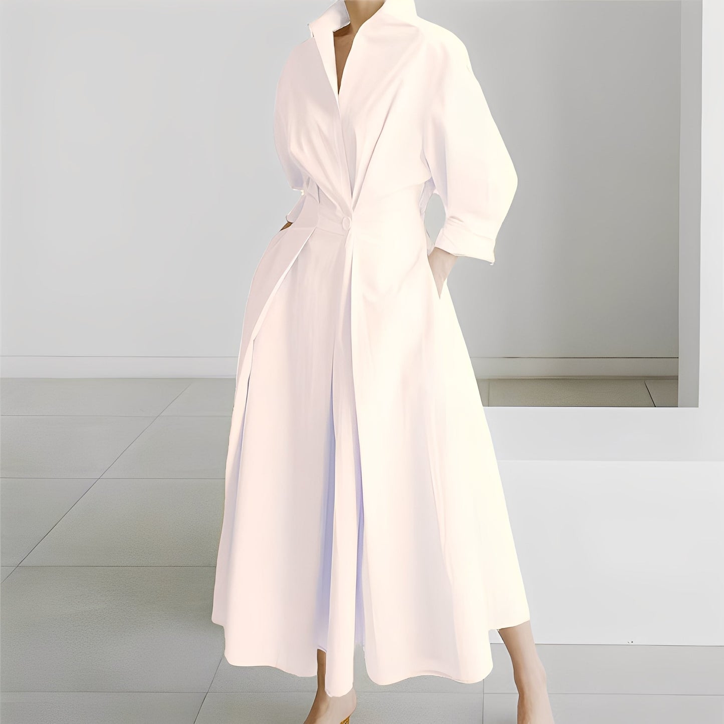 Lavina - Bequemes Kleid mit langen Ärmeln und Taschen für Damen