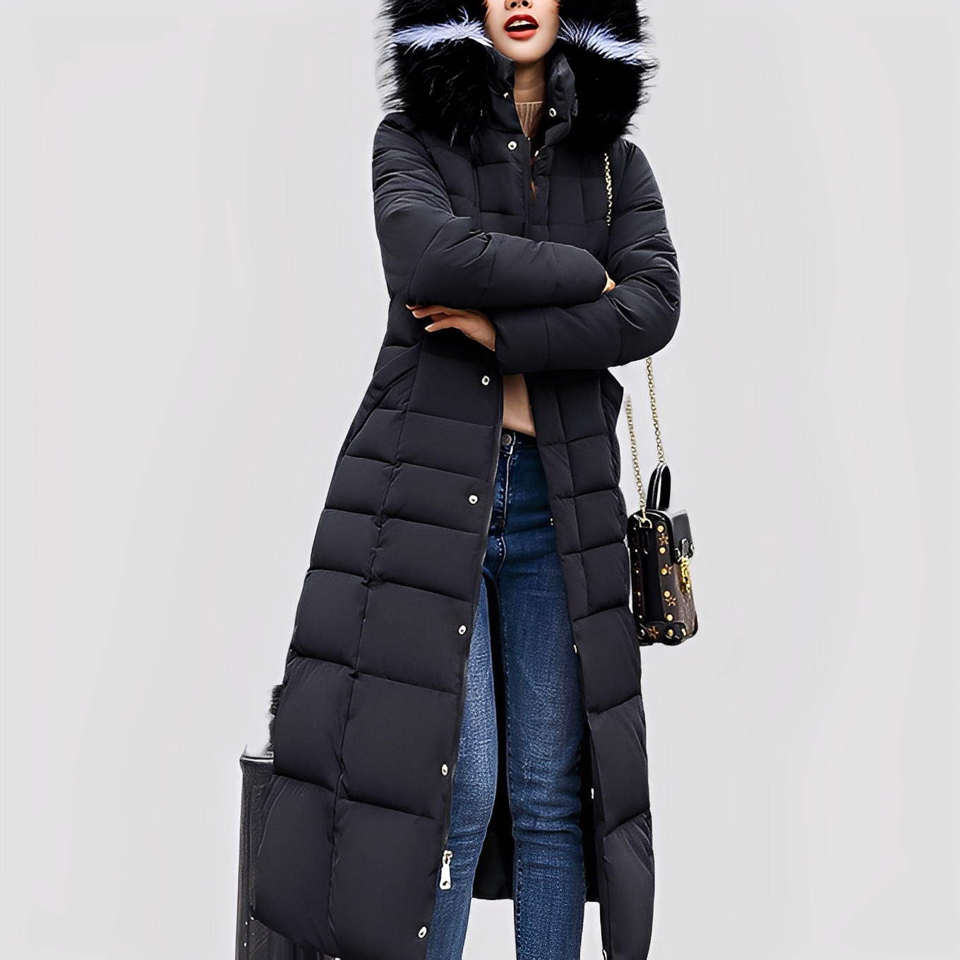 Mollie - Elegantní, polstrovaný dlouhý dámský kabát