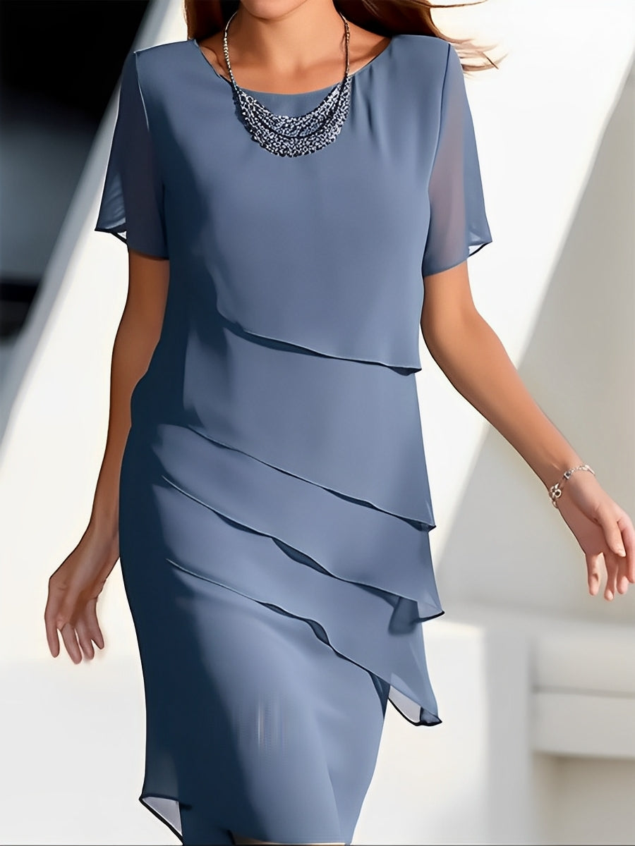 Carmel - Schickes Damenkleid aus Chiffon mit Patchwork