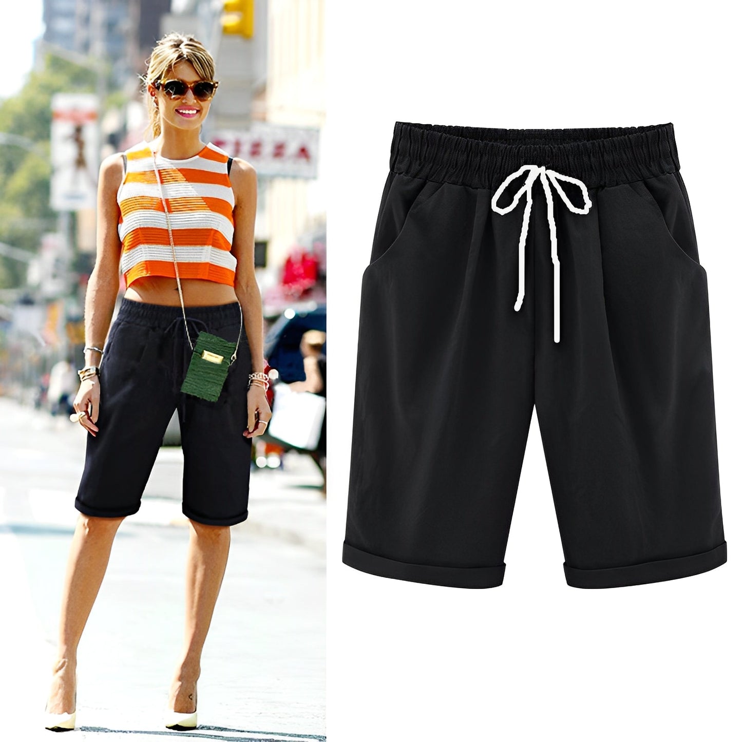 Dona - Bequeme elastische Sommerschorts für Damen