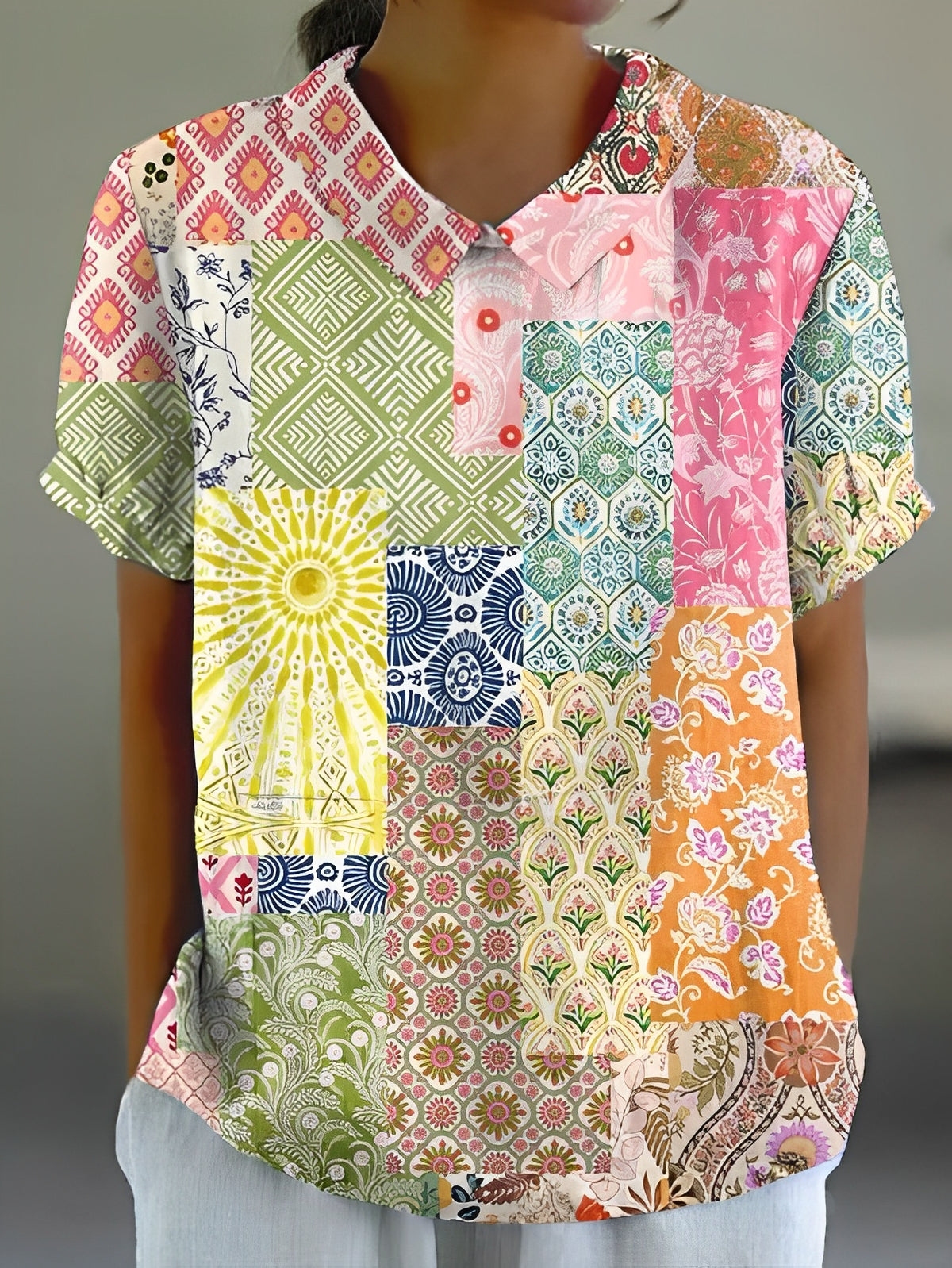 Teresa - Lockeres Leinenhemd mit Blumenprint