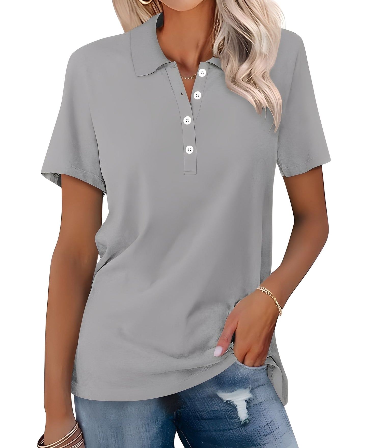 Glenna - Bequemes, figurbetontes Kurzarm-Poloshirt für Damen