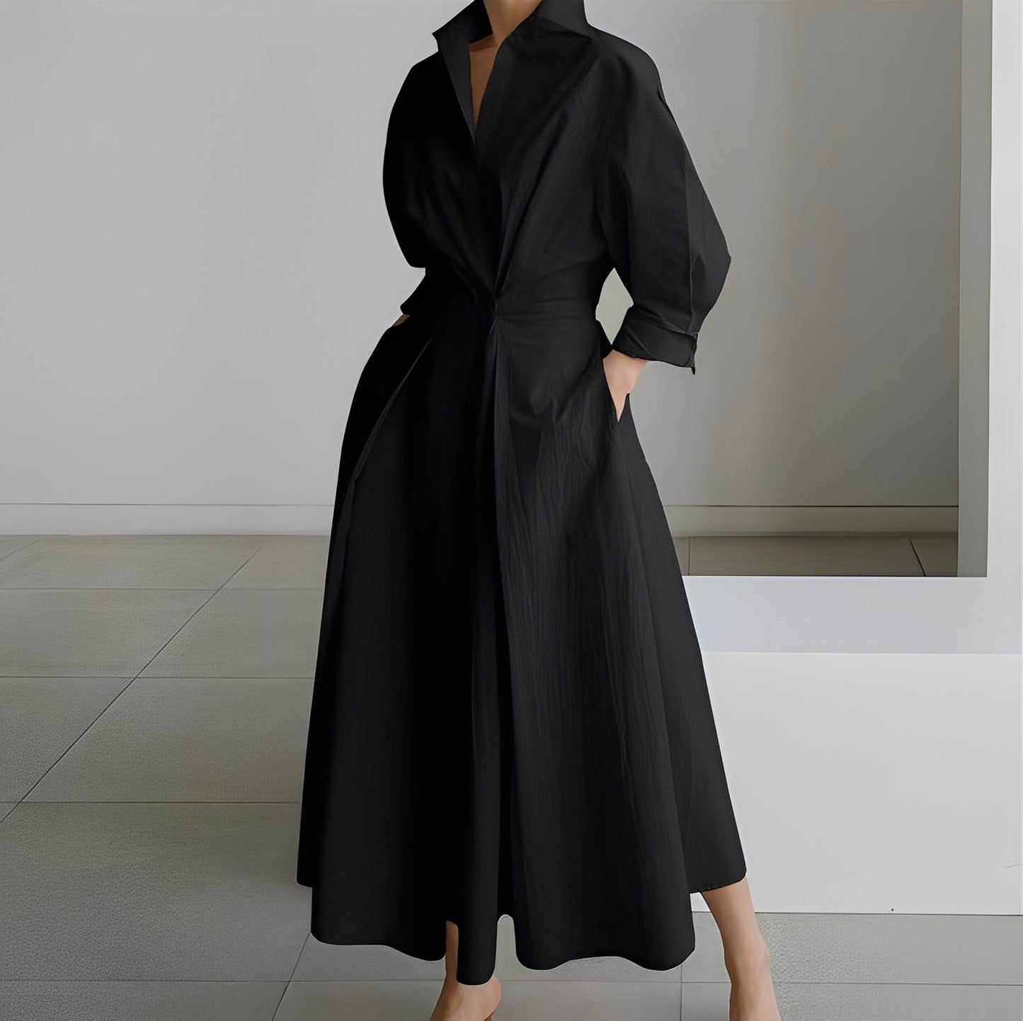 Lavina - Bequemes Kleid mit langen Ärmeln und Taschen für Damen