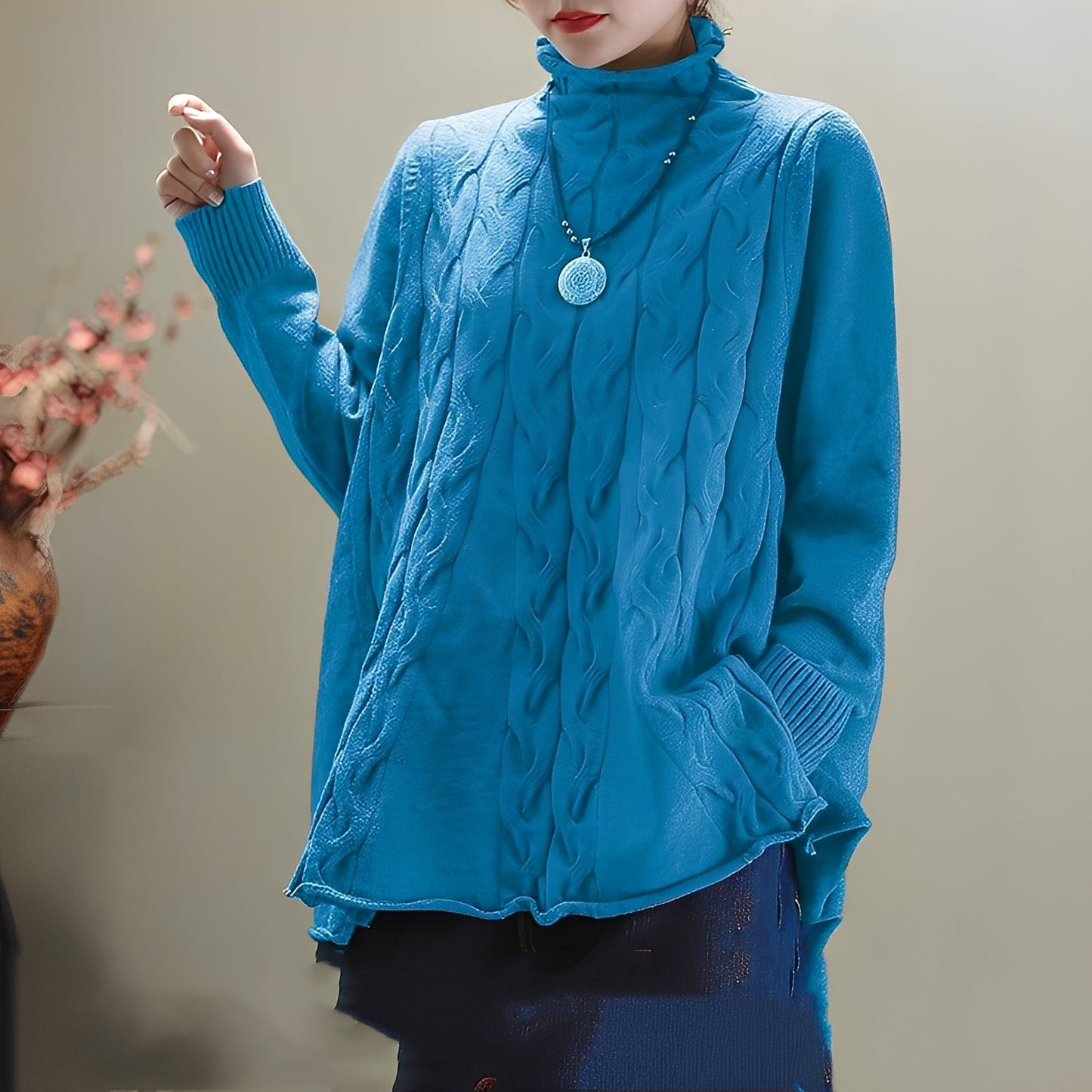 Merla - Bequemer Rollkragenpullover mit seitlichem Schlitz für Damen
