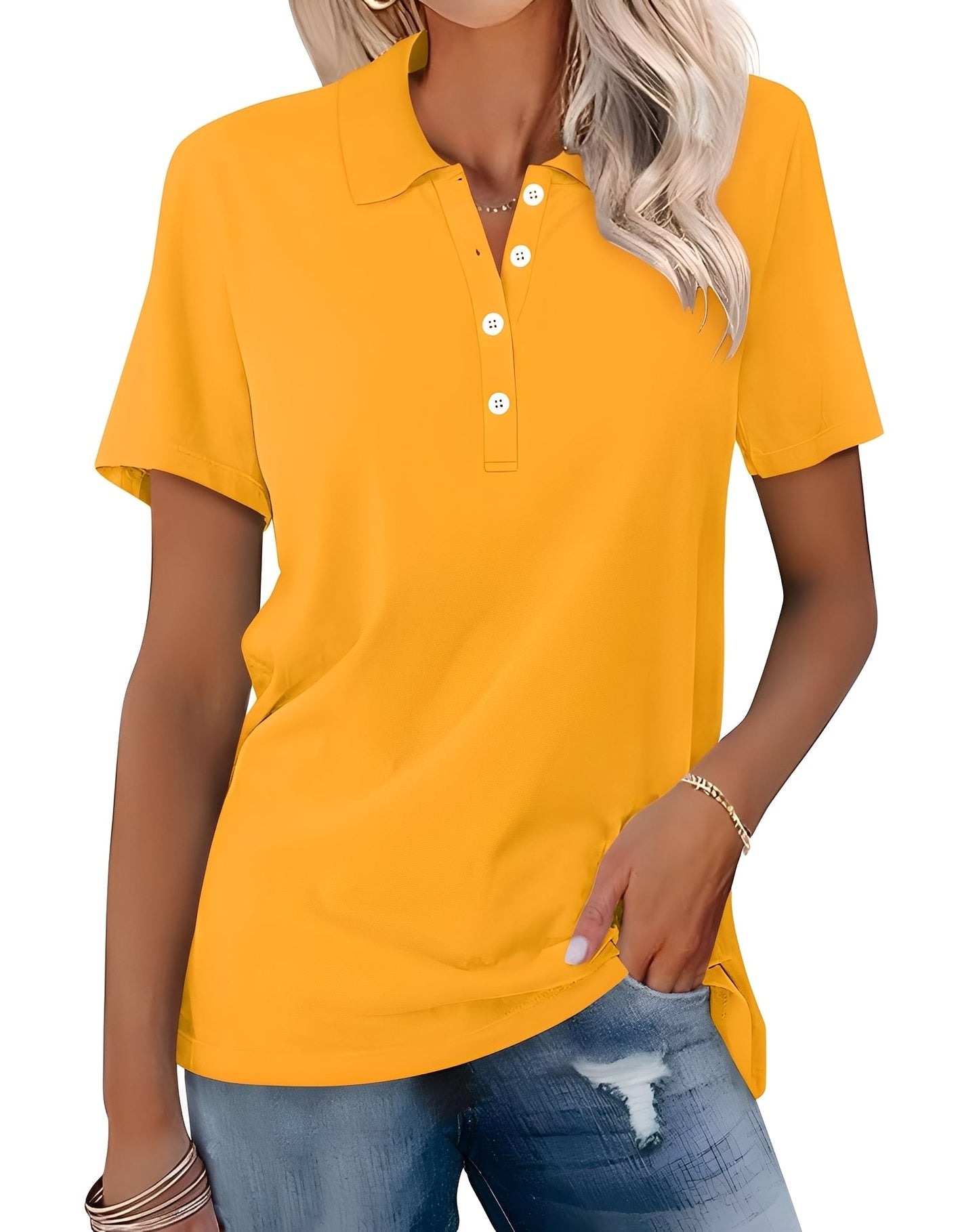 Glenna - Bequemes, figurbetontes Kurzarm-Poloshirt für Damen