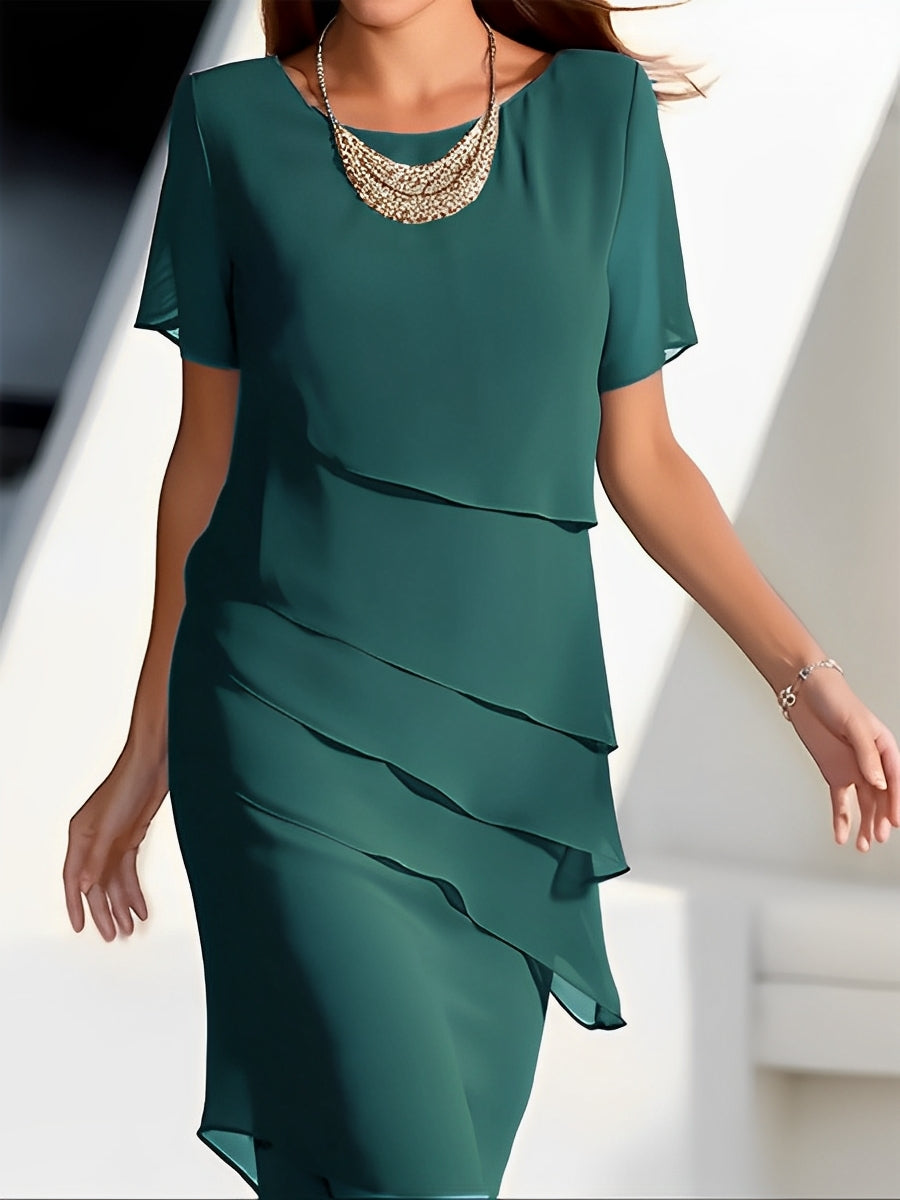 Carmel - Schickes Damenkleid aus Chiffon mit Patchwork