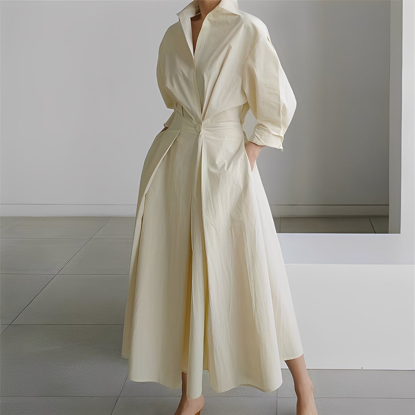 Lavina - Bequemes Kleid mit langen Ärmeln und Taschen für Damen