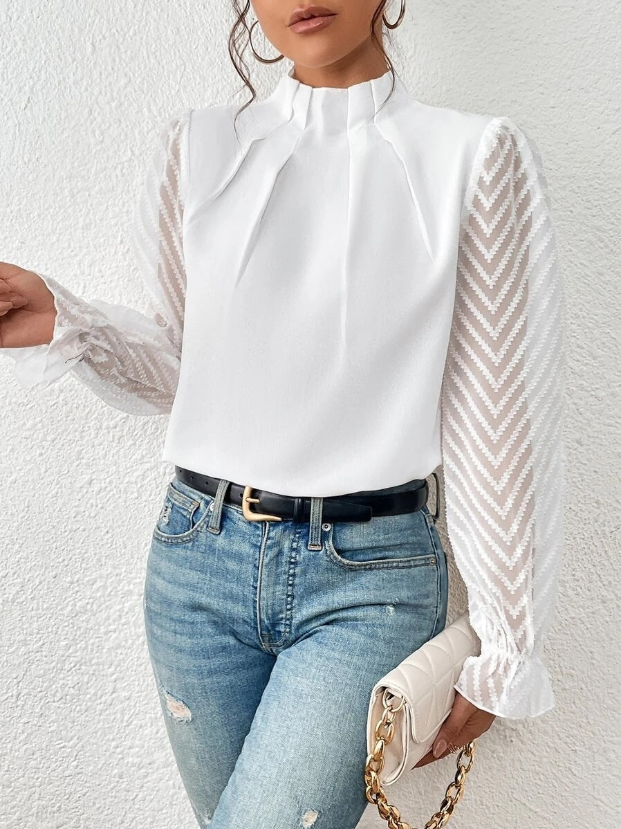 Cassandra - Elegantes langärmliges Chiffon-Top für Damen