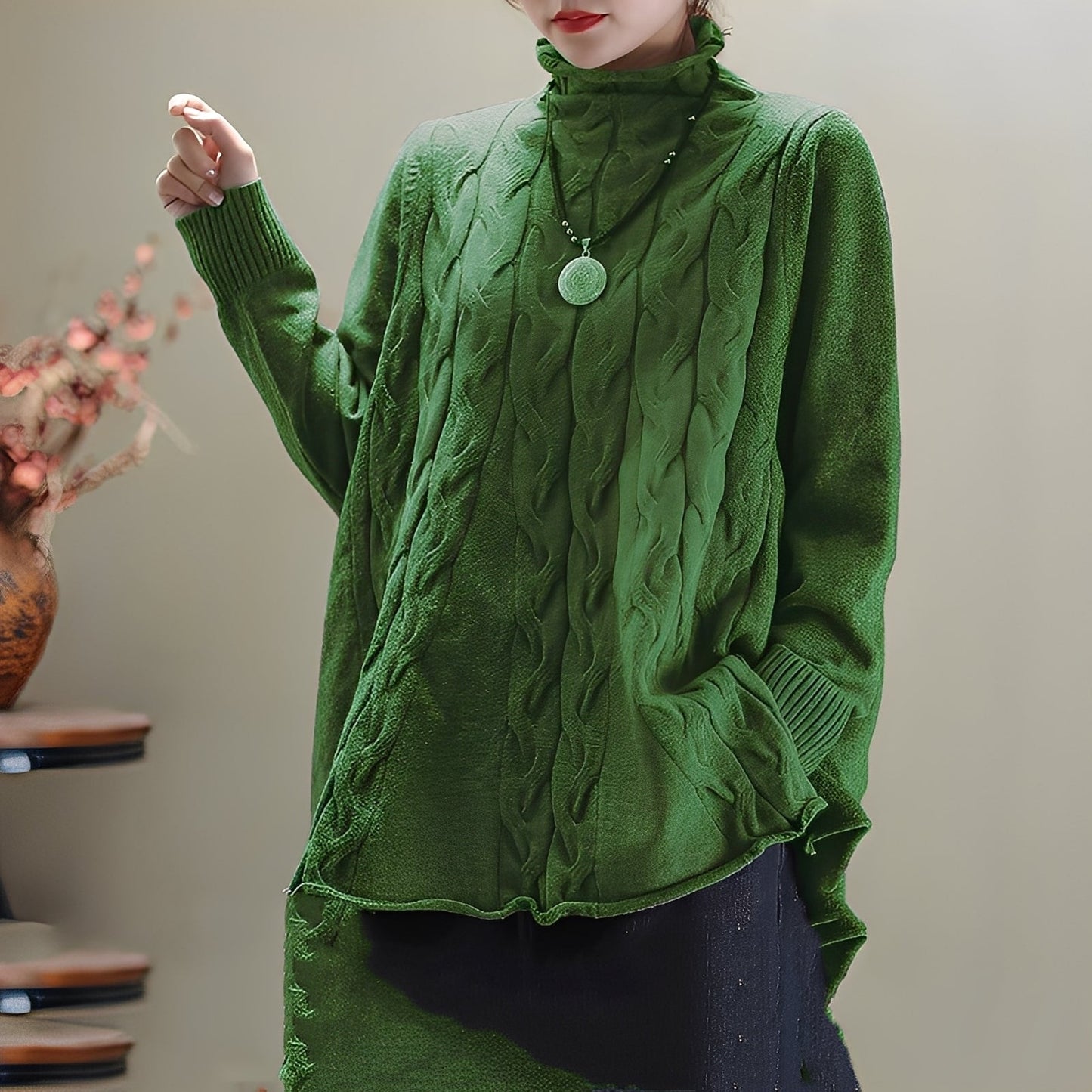 Merla - Bequemer Rollkragenpullover mit seitlichem Schlitz für Damen