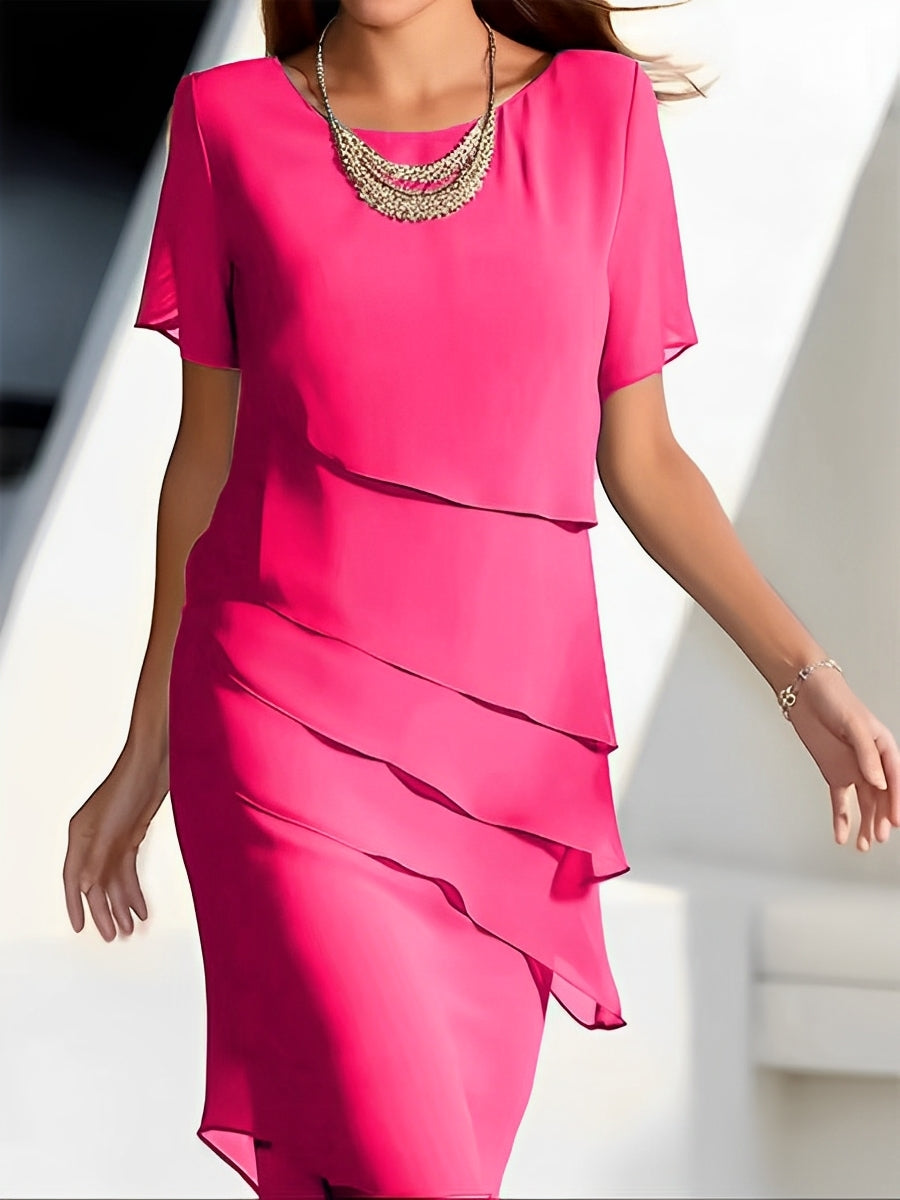 Carmel - Schickes Damenkleid aus Chiffon mit Patchwork