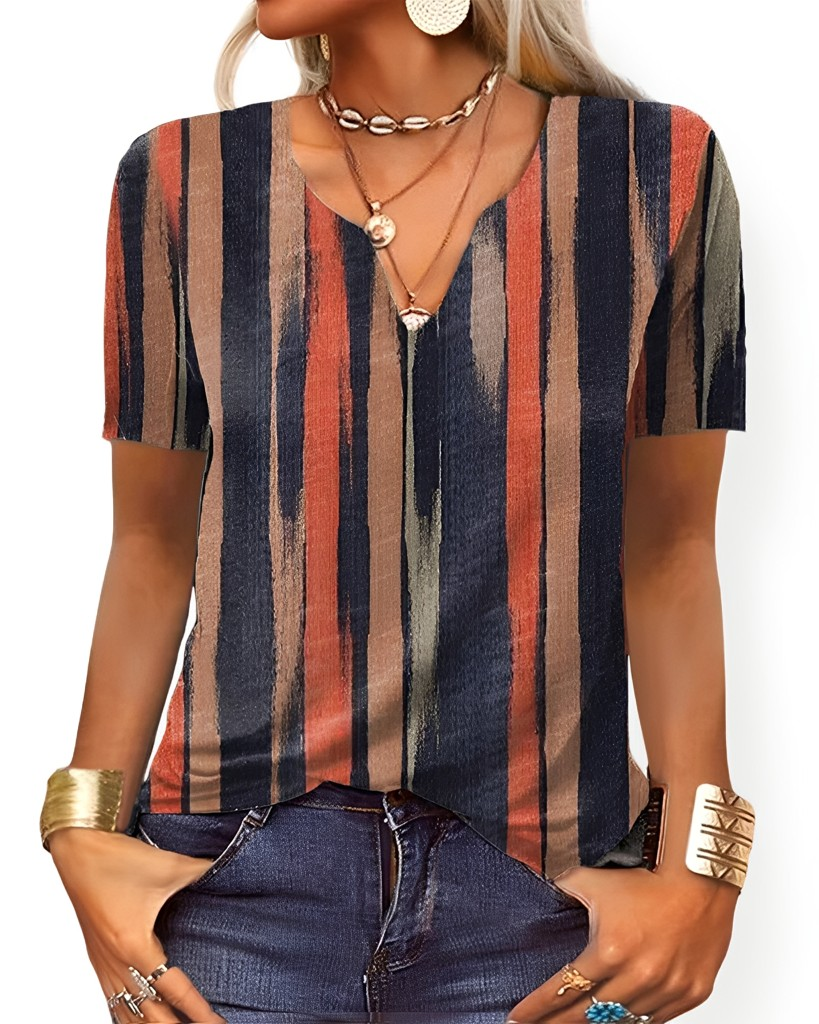 Charlee - Damen-Boho-Shirt mit lockerem V-Ausschnitt