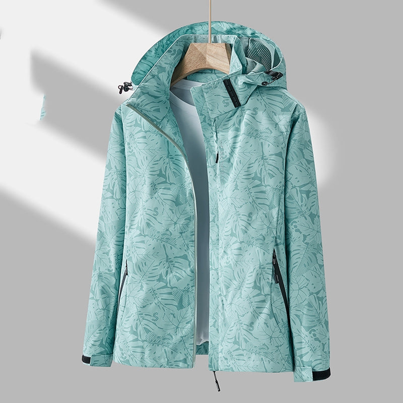 Emmaline - Modische bedruckte Outdoor-Jacke mit Kapuze für Damen