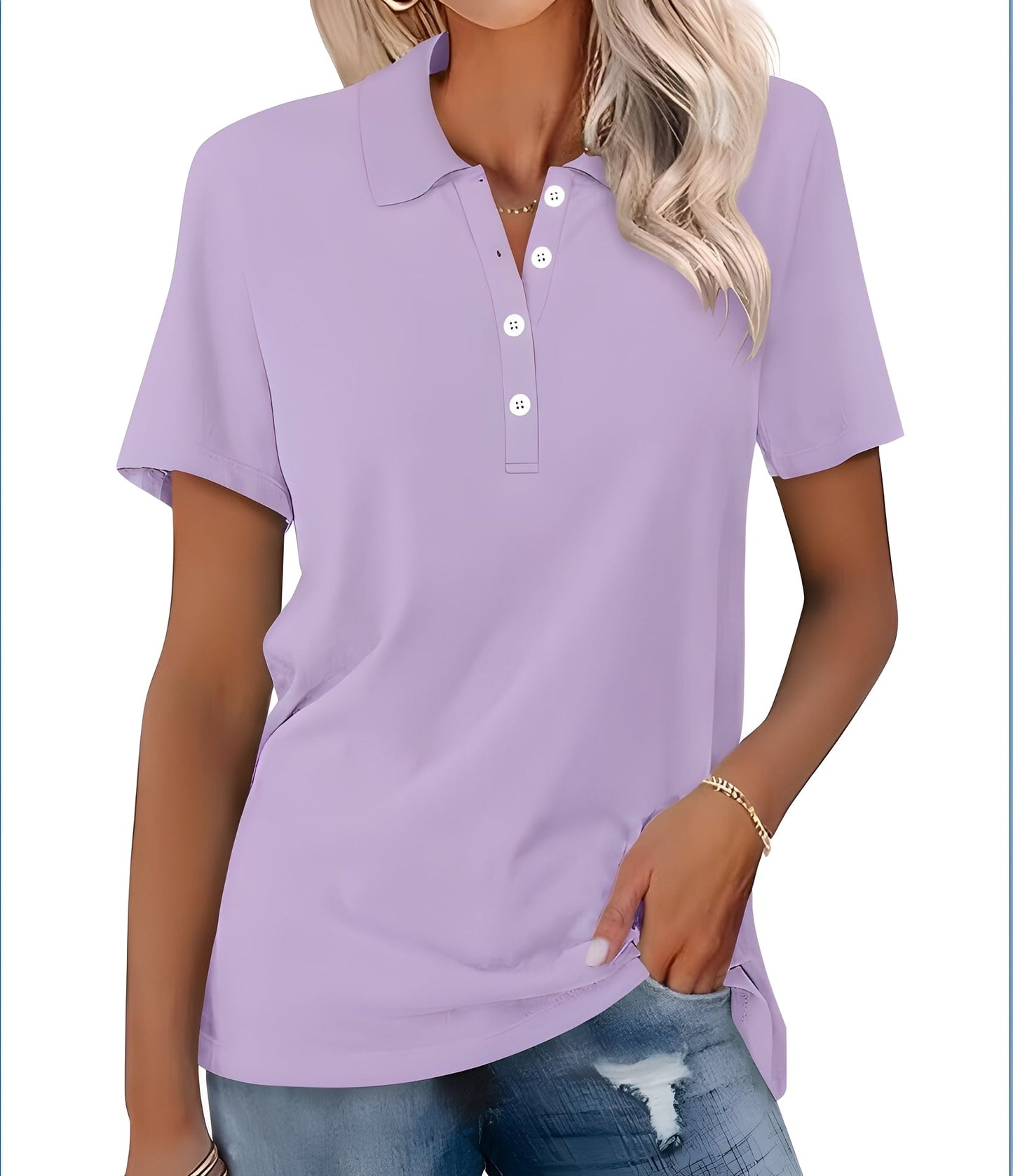 Glenna - Bequemes, figurbetontes Kurzarm-Poloshirt für Damen