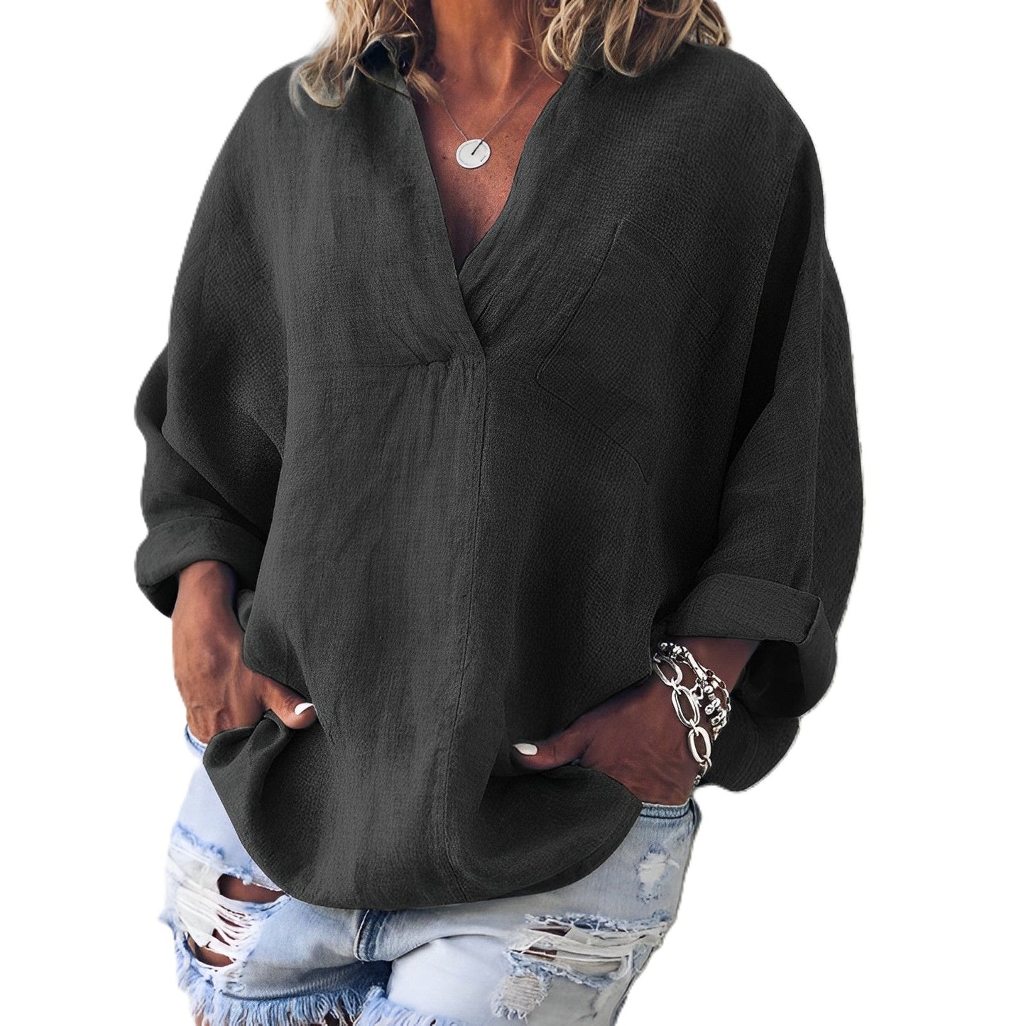 Pamella - Trendiges, locker geschnittenes Langarmshirt