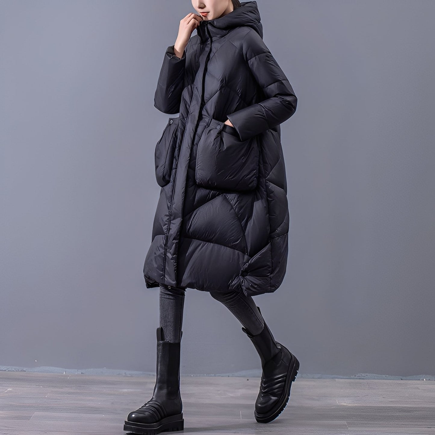 Ronnette - Bequemer Kapuzenmantel mit großen Taschen für Damen