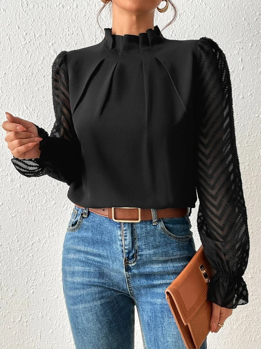 Cassandra - Elegantes langärmliges Chiffon-Top für Damen