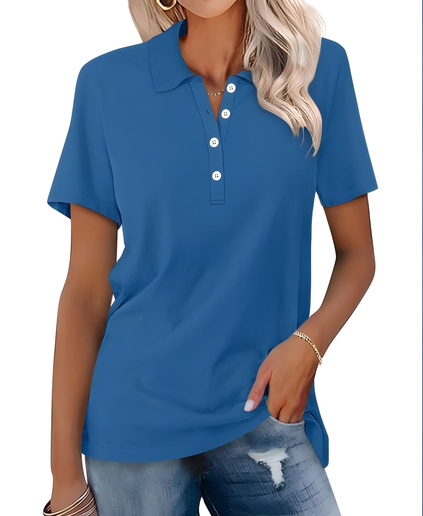 Glenna - Bequemes, figurbetontes Kurzarm-Poloshirt für Damen
