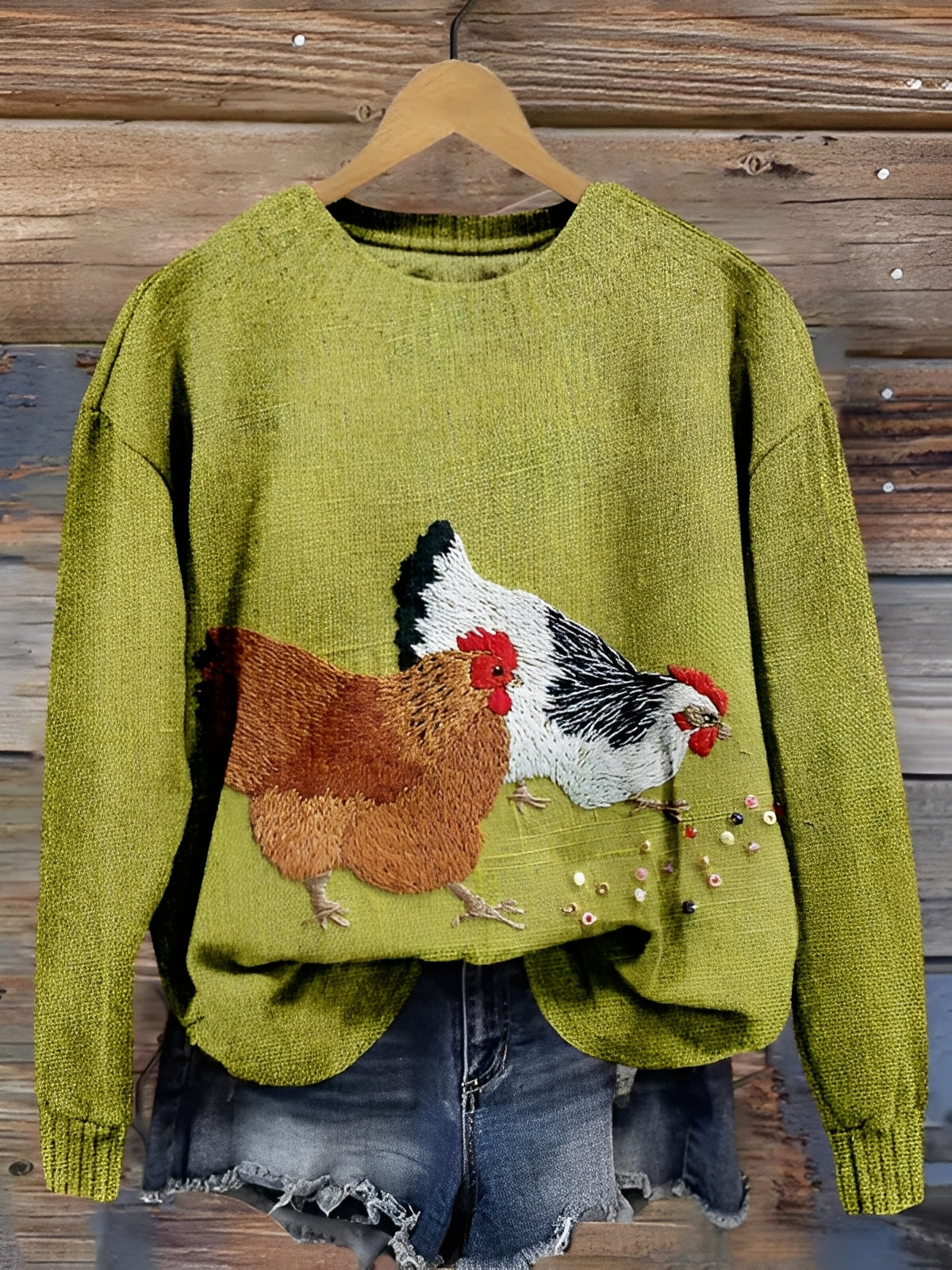Tawnee - Warmer Wollpullover mit Druck für Damen