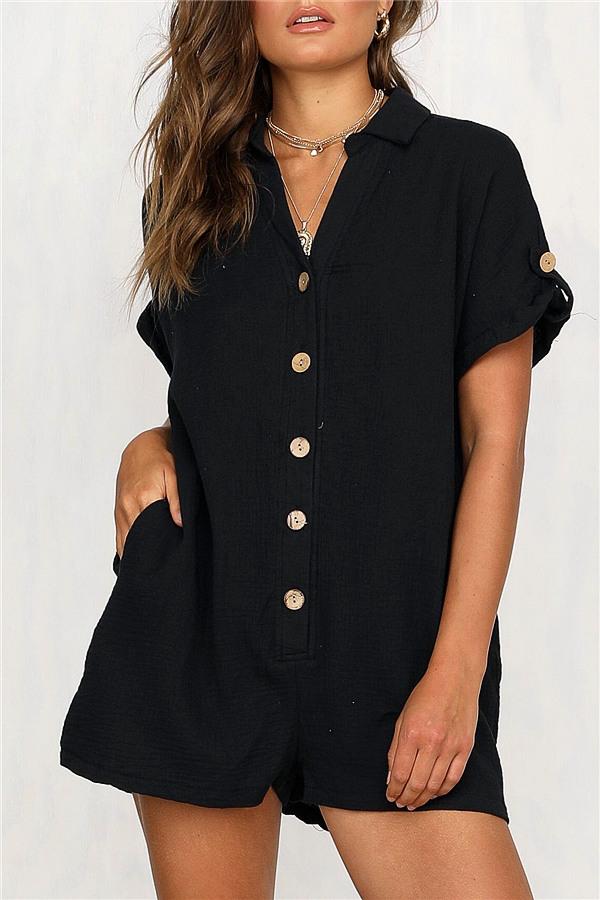 Helena - Einfacher, kurzärmeliger Damen-Jumpsuit