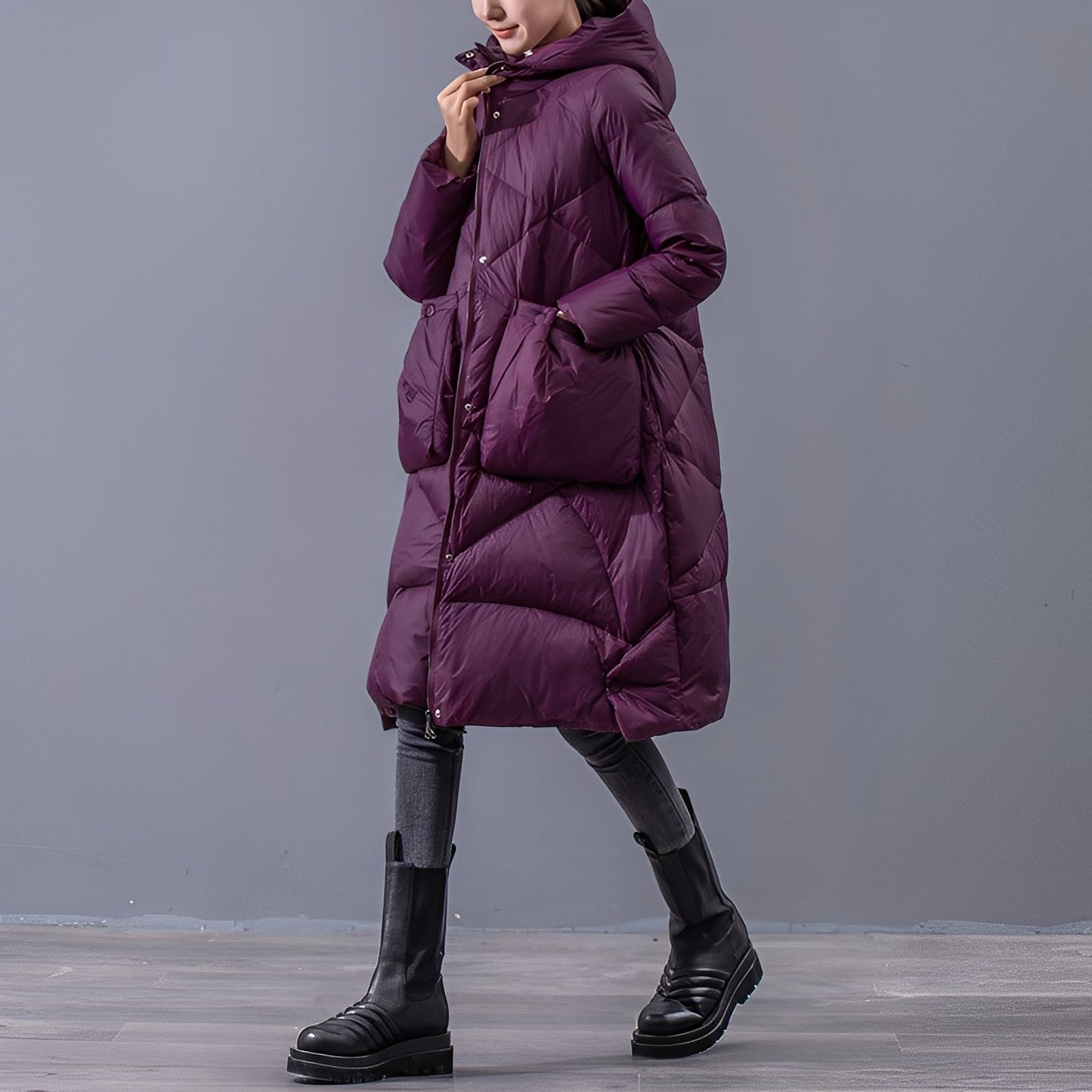 Ronnette - Bequemer Kapuzenmantel mit großen Taschen für Damen