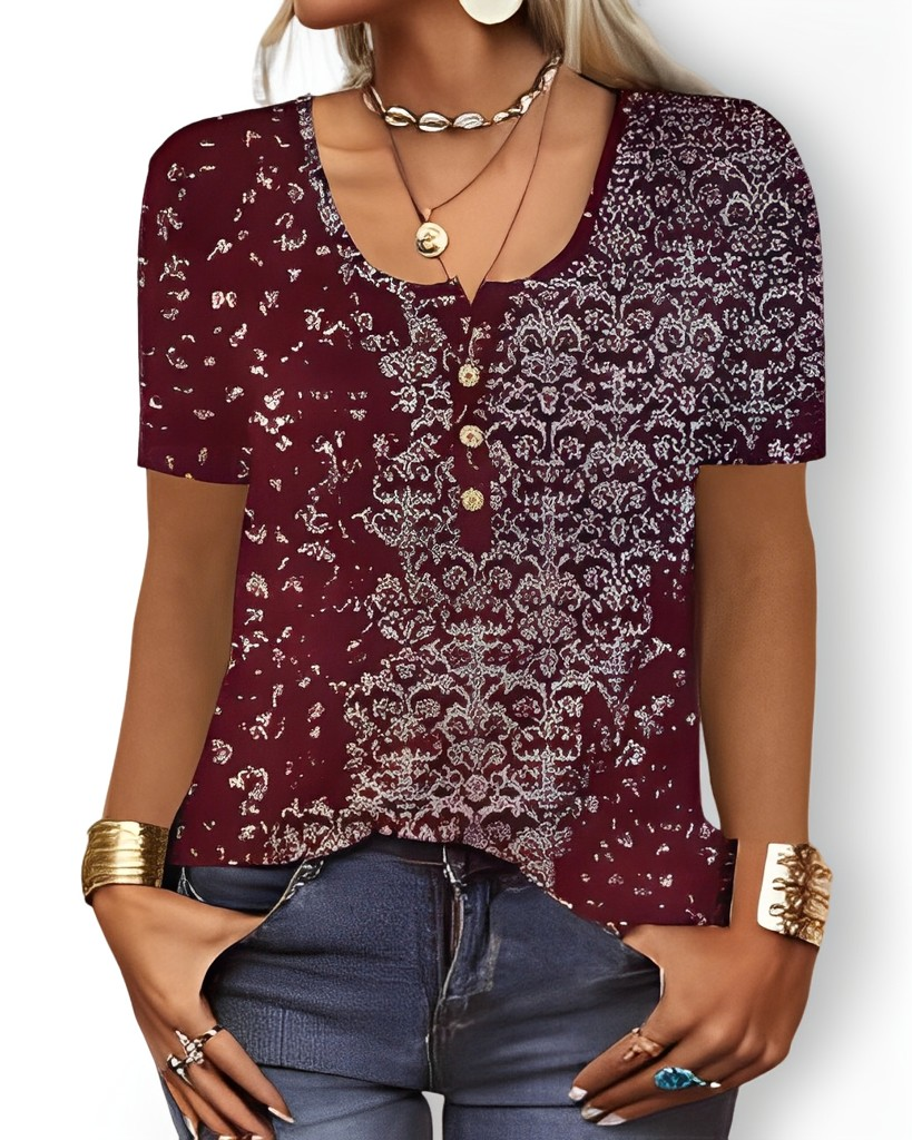 Charlee - Damen-Boho-Shirt mit lockerem V-Ausschnitt