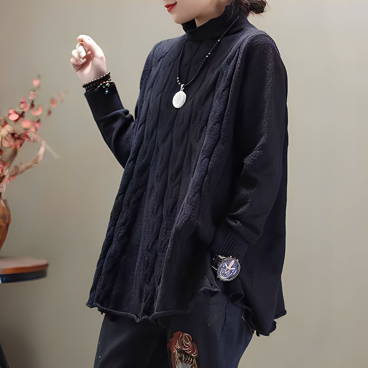 Merla - Bequemer Rollkragenpullover mit seitlichem Schlitz für Damen