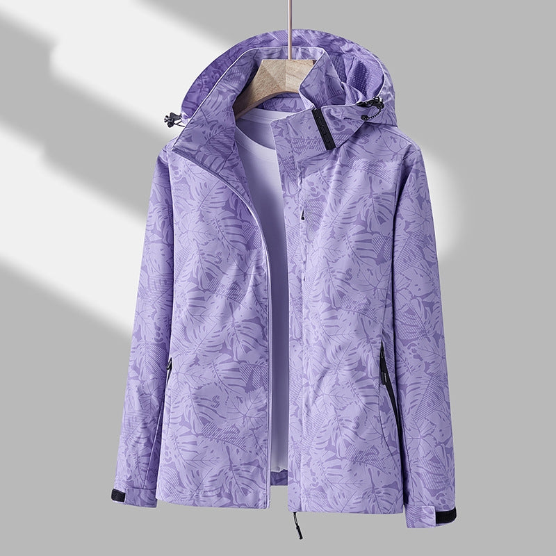 Emmaline - Modische bedruckte Outdoor-Jacke mit Kapuze für Damen