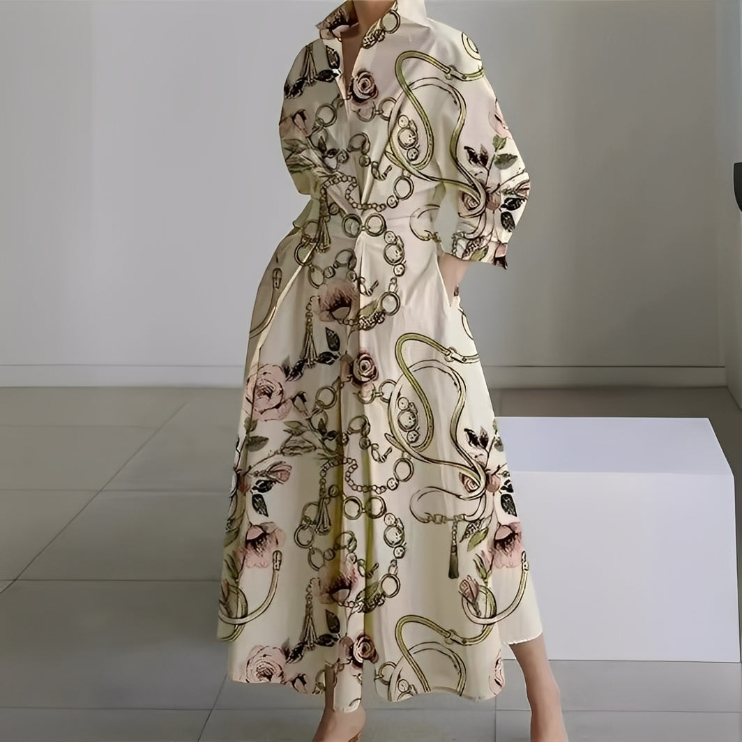 Lavina - Bequemes Kleid mit langen Ärmeln und Taschen für Damen
