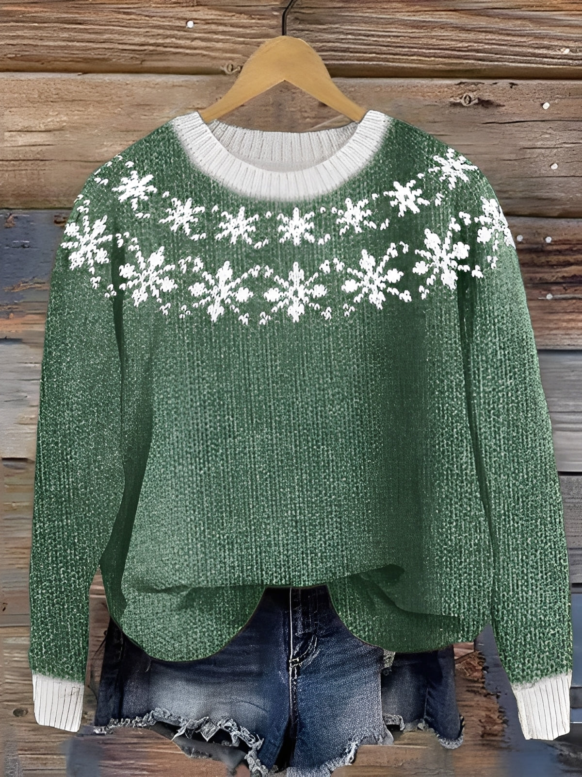 Tawnee - Warmer Wollpullover mit Druck für Damen