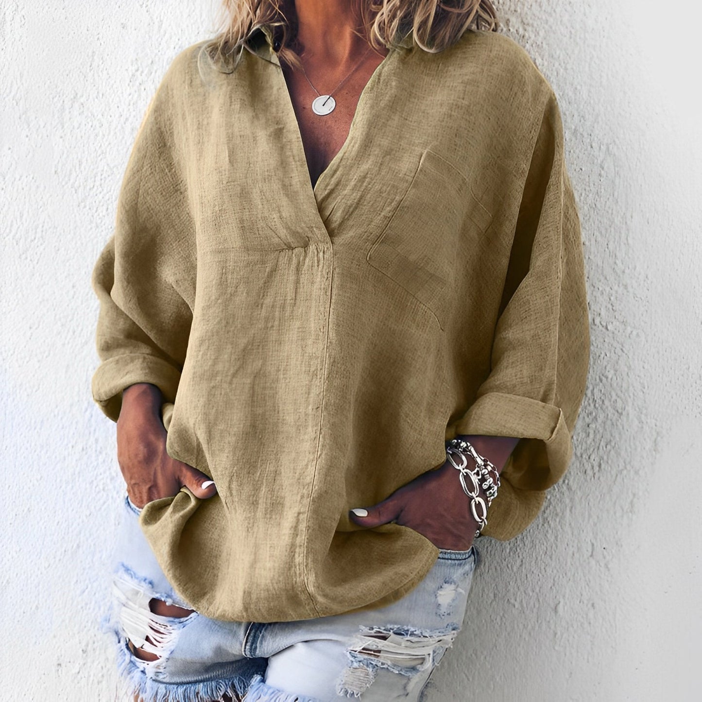 Pamella - Trendiges, locker geschnittenes Langarmshirt