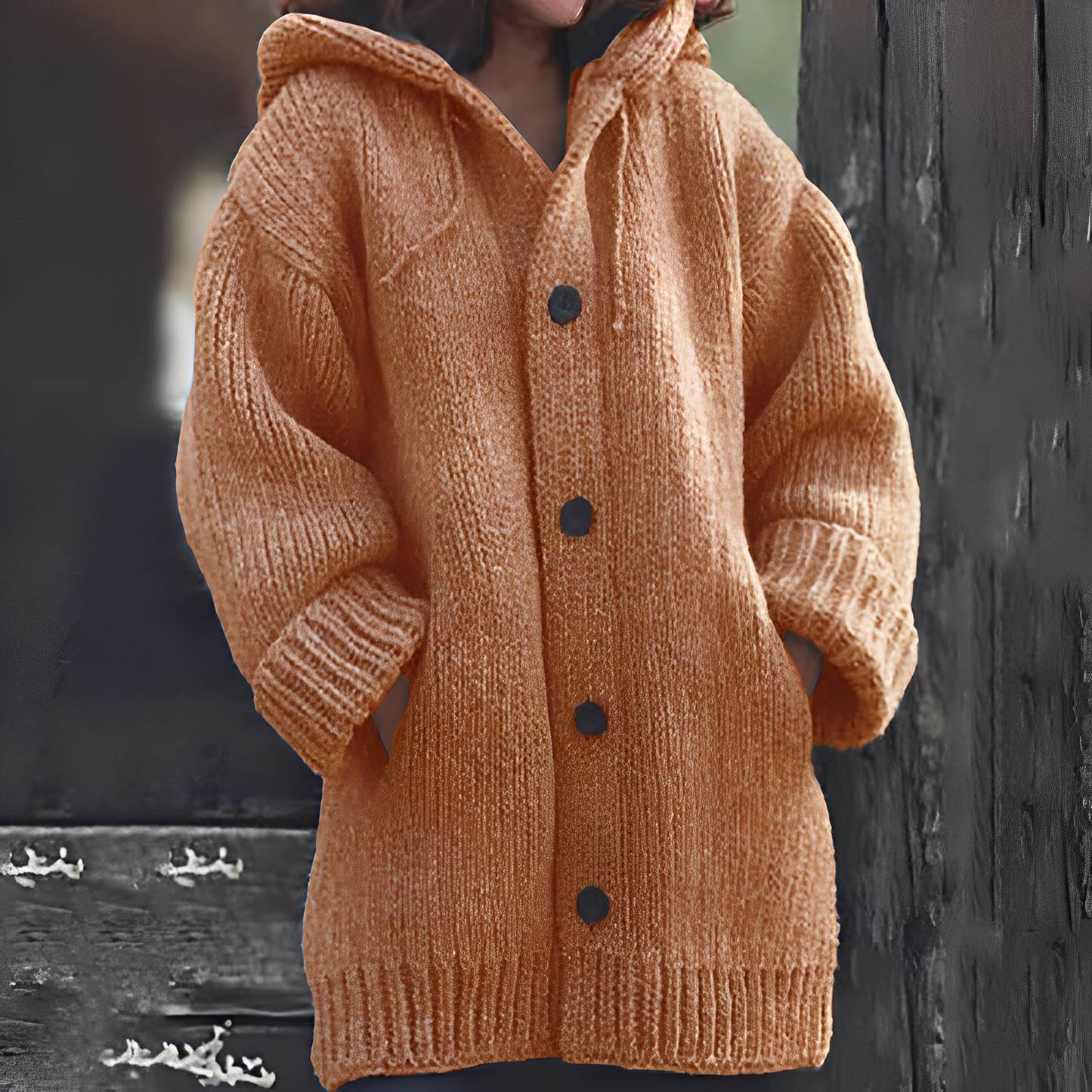 Jaqueline - Gemütliche Damen-Strickjacke mit Kapuze