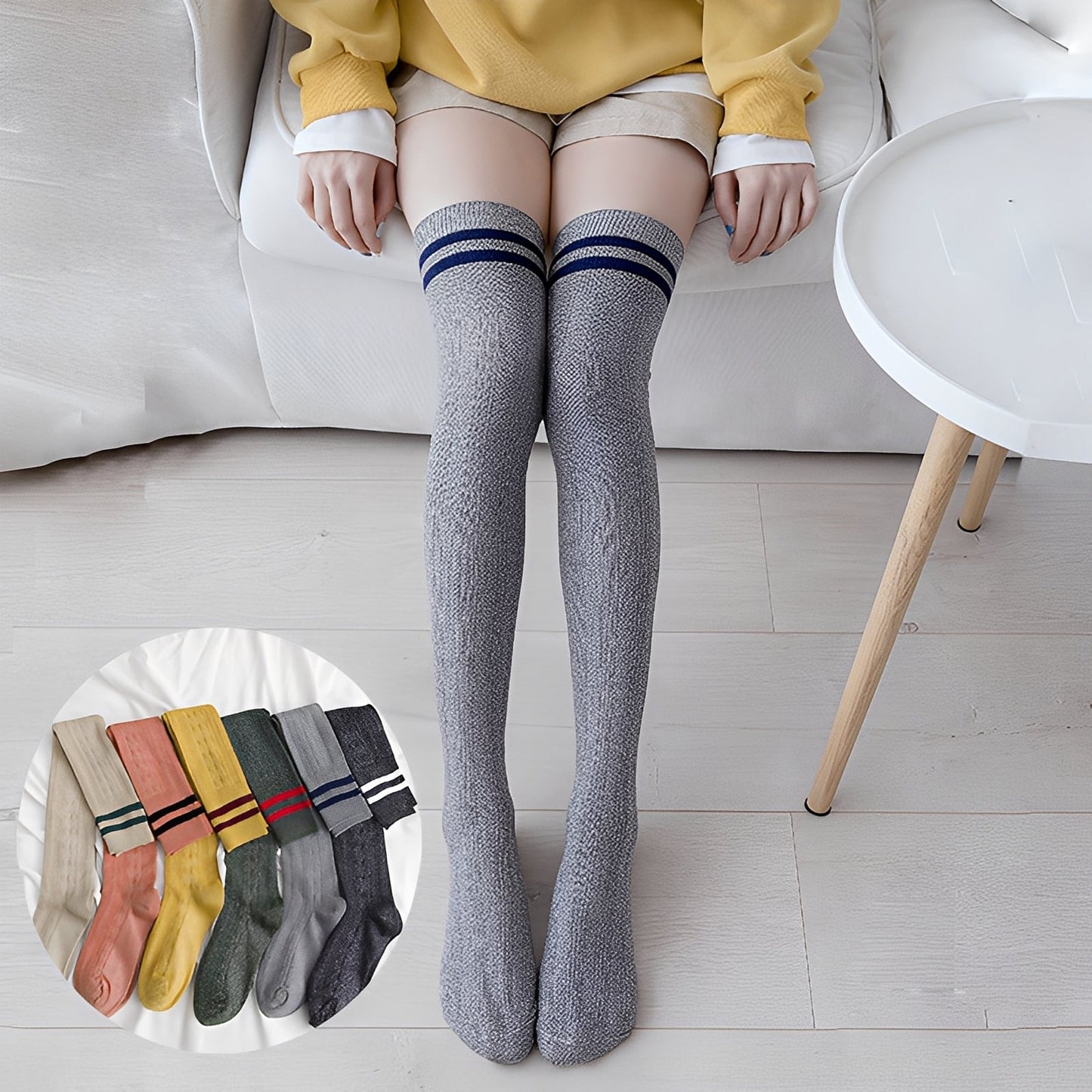 Zella - Modische Damen-Overkneesocken