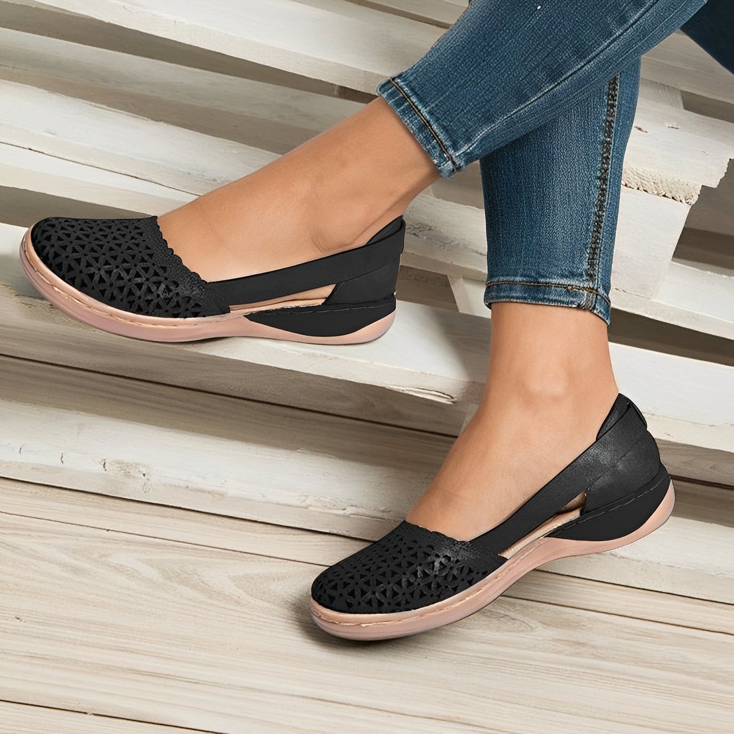 Kianna - Bequeme Damenschuhe mit Aussparungen