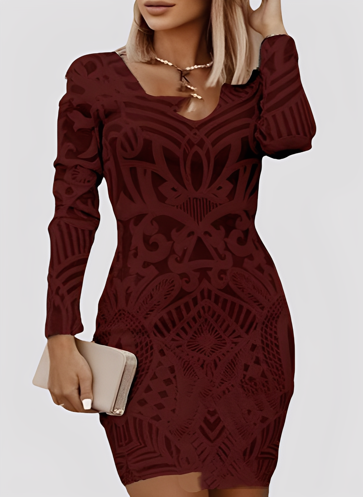 Caitlyn - Elegantes Damenkleid mit langen Ärmeln und enger Passform