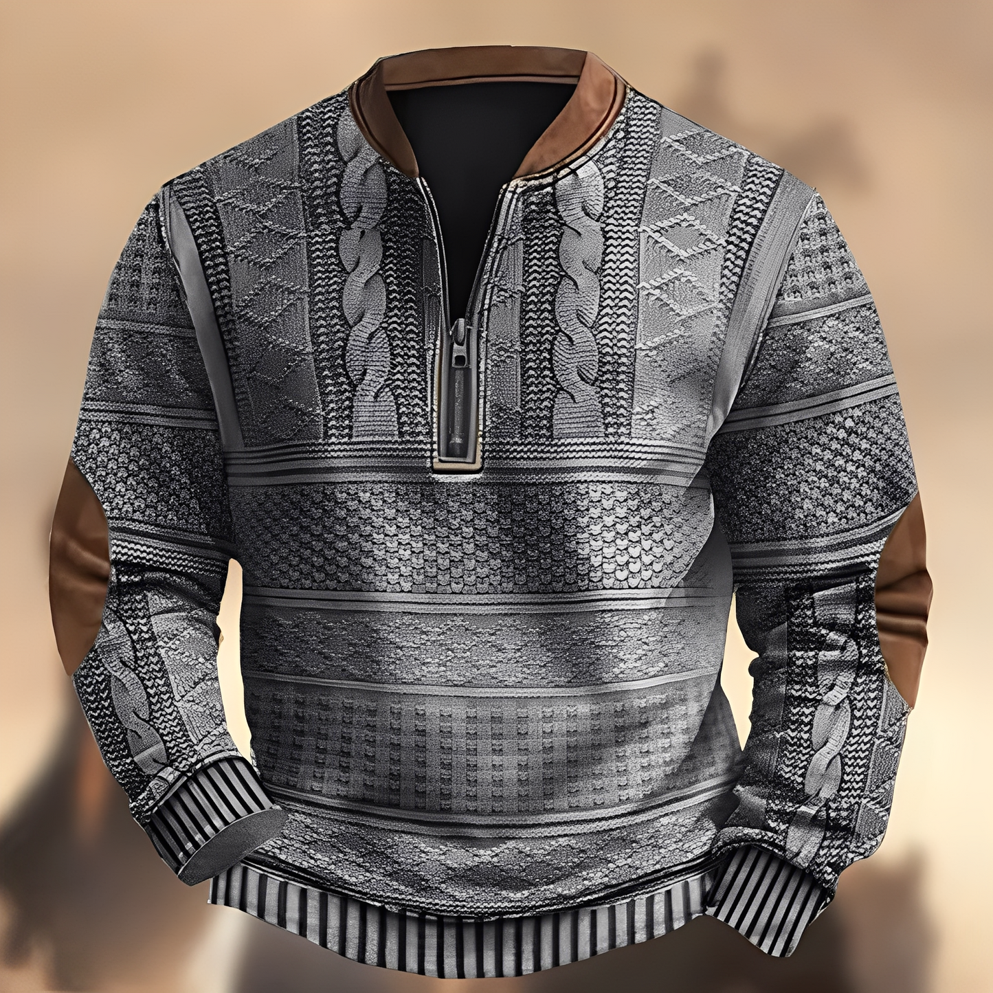 Edmund - Bequemer Herrenpullover mit Aufdruck und Zipper