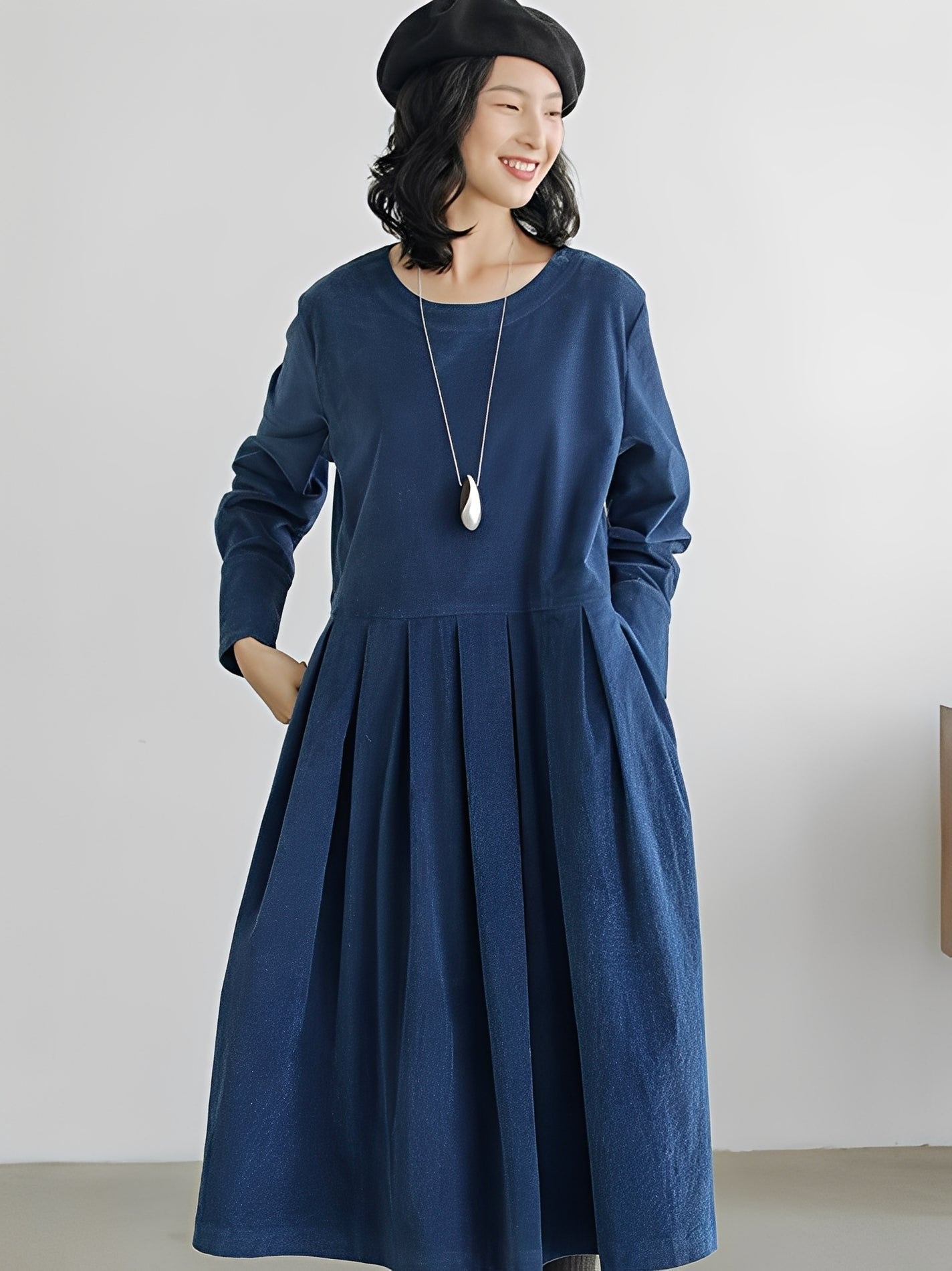 Shyanne - Bequemes, weit geschnittenes Cordkleid mit Taschen für Damen