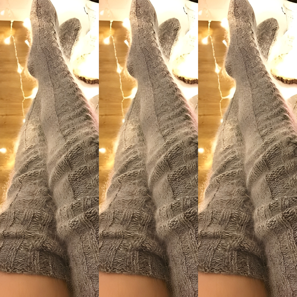 Hailee - Flauschige, gestrickte Overknee-Socken für Damen