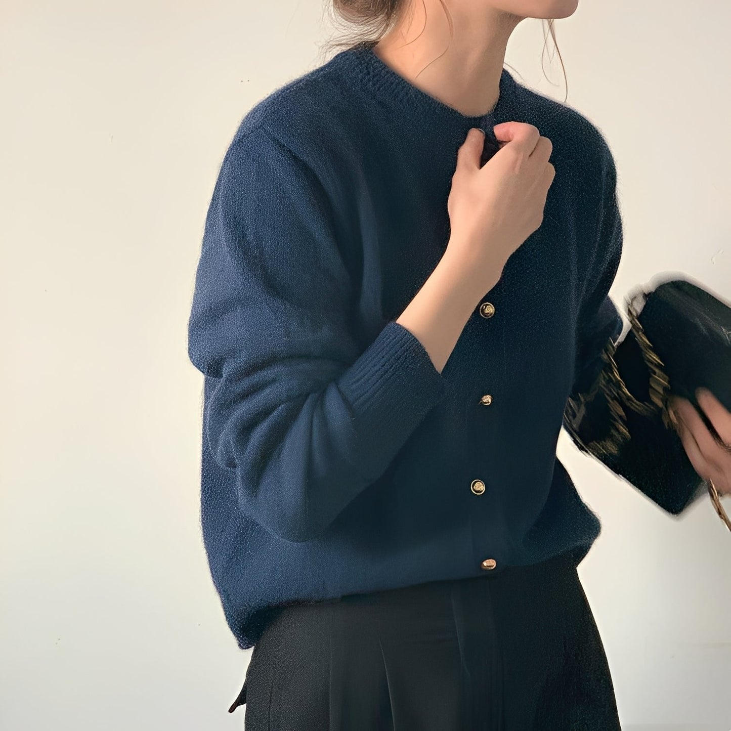 Merla - Bequemer Damenpullover-Mantel mit Rundhalsausschnitt