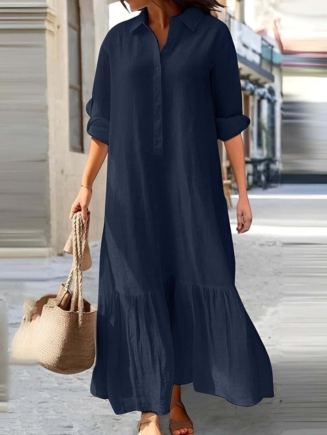 Aubriana - Lockeres, ungleichmäßiges Sommerkleid für Frauen