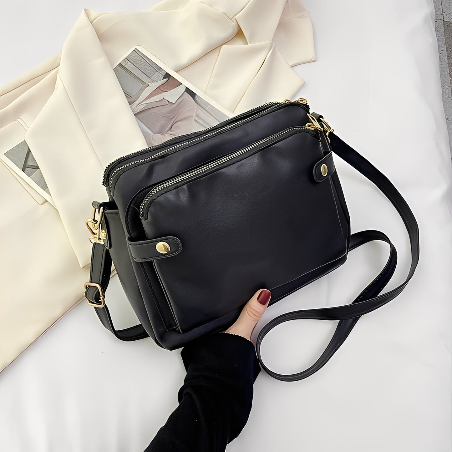 Michaela - Klassische Damen-Lederschultertasche