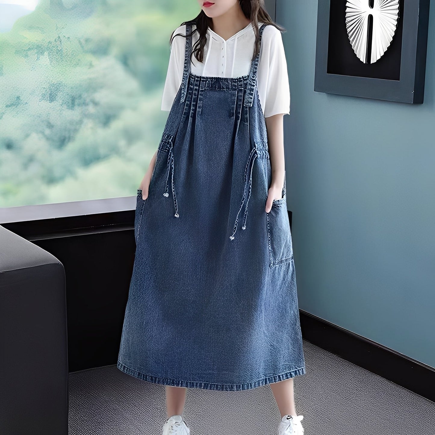 Kelsey - Freizeit-Denimkleid mit Taschen für Frauen