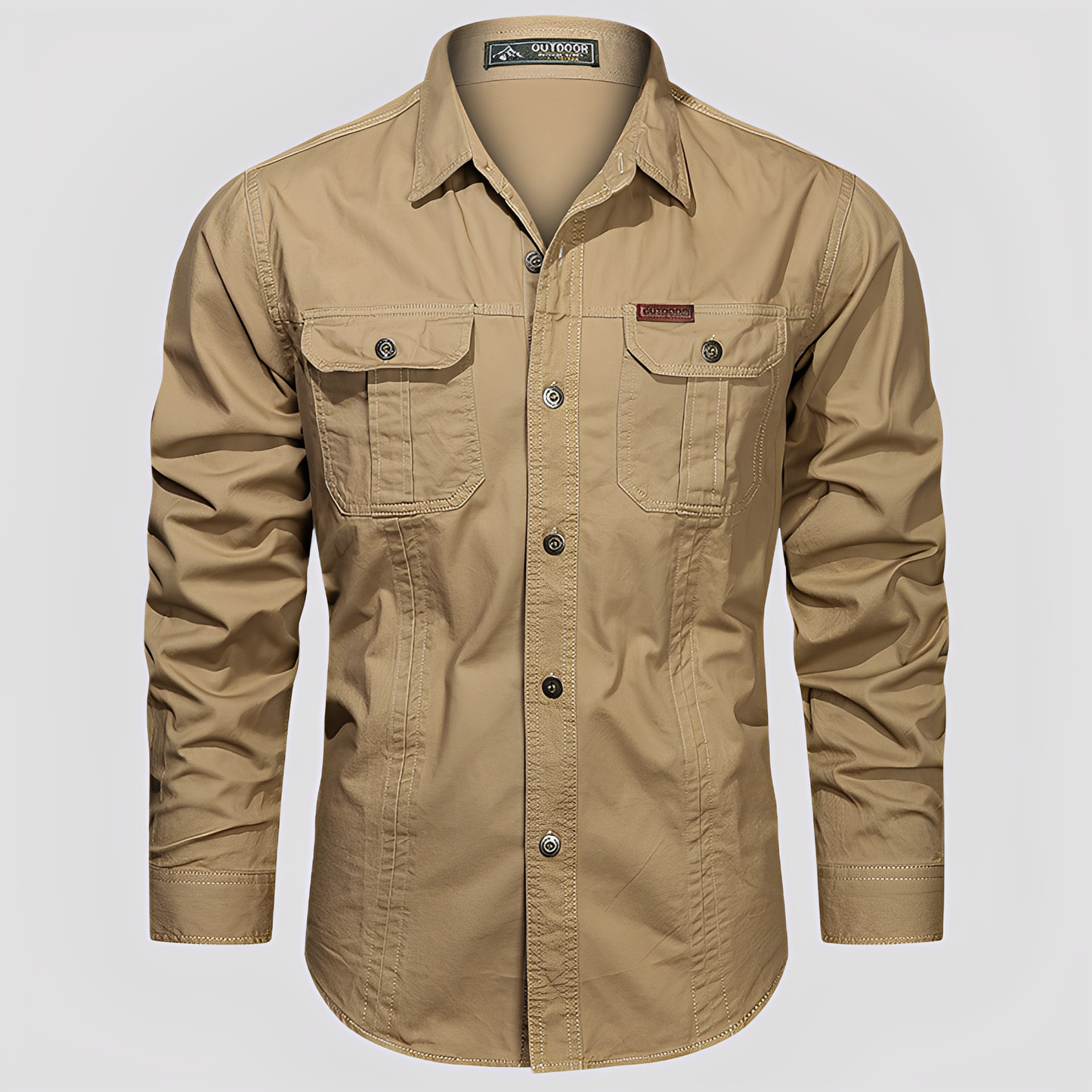 Ranulph - Bequemes Herren-Cargo-Shirt mit langen Ärmeln