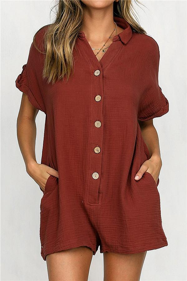 Helena - Einfacher, kurzärmeliger Damen-Jumpsuit