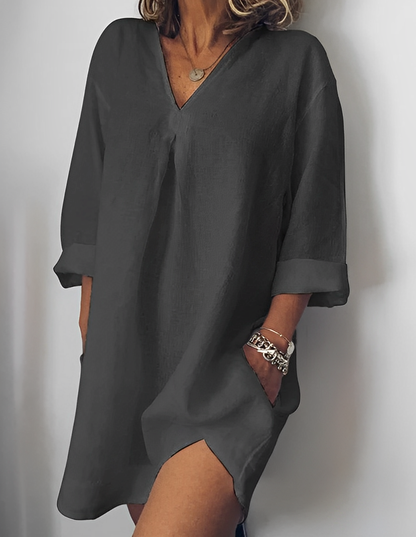 Bethanie - Einfaches Damen-Langarmshirt mit V-Ausschnitt